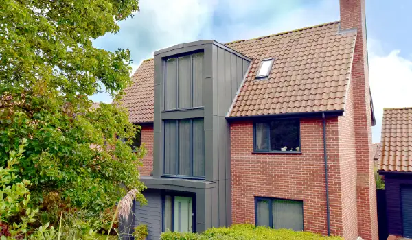 Schueco aluminium windows on a front view of a property in Ufford, Suffolk. Installed by Site Fix Fenestration Ltd.